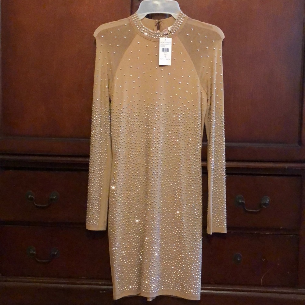 Dazzled rhinestone mini dress long sleeved